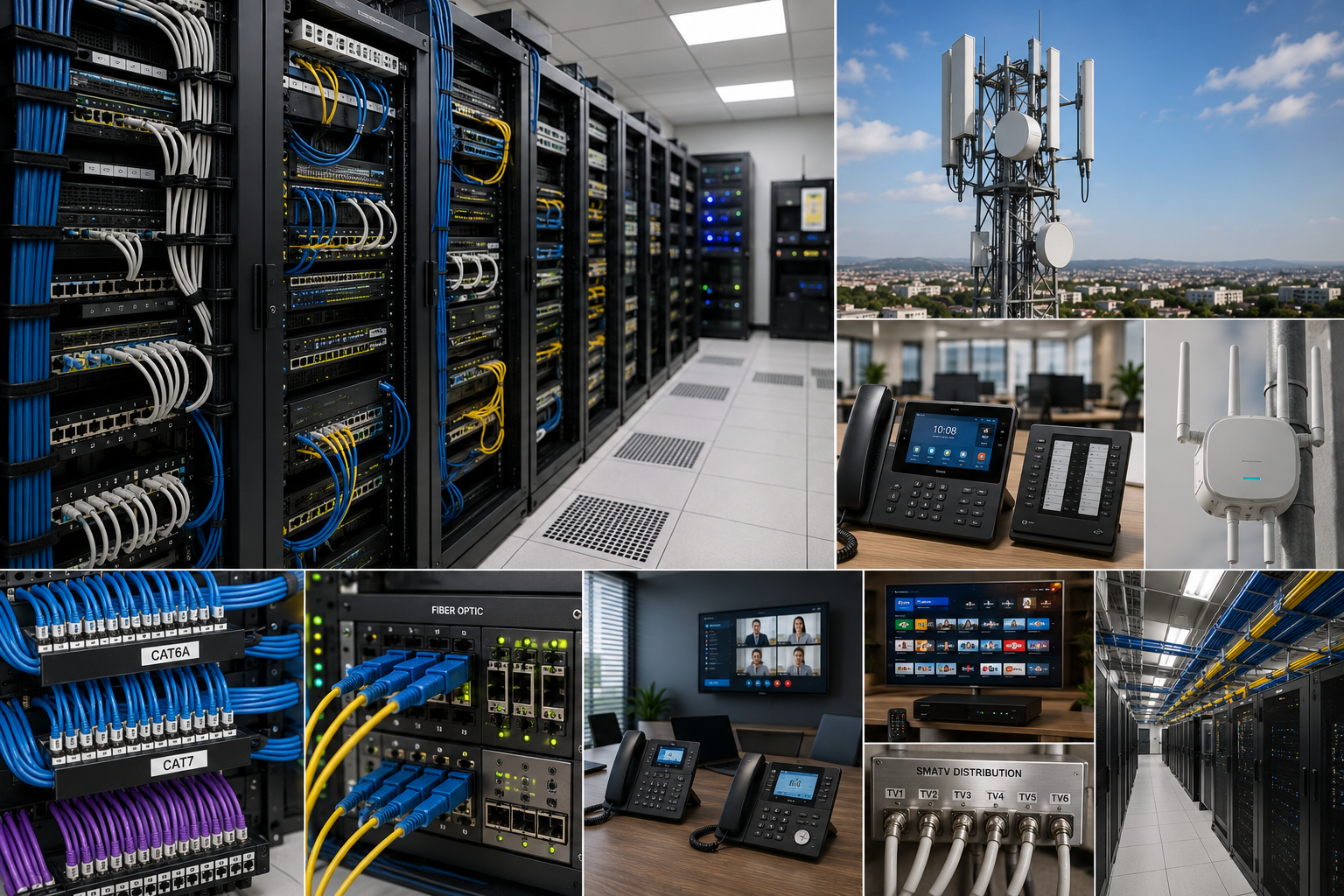 Telecommunication systems structured cabling fiber and wireless networks